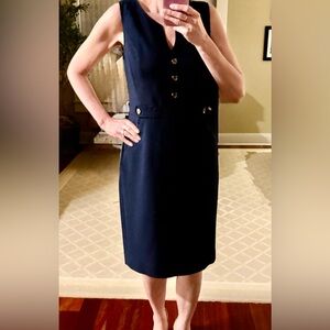 Etcetera Navy Sleeveless Button-Front Midi Dress